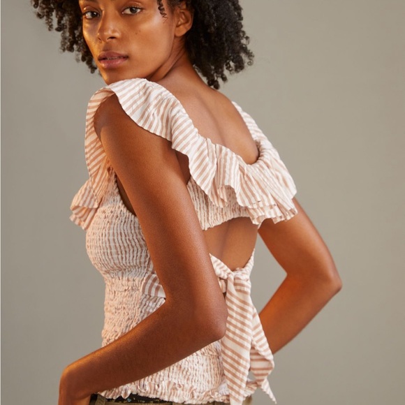 ✨ Anthropologie Ruffle Smocked Blouse Sz 1X - Picture 2 of 9